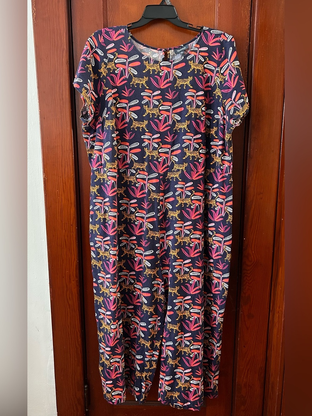 ModCloth Floral & Leopard Print Short-Sleeve Jumpsuit